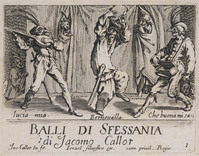 KG 10704
<br/>
Titelblad: Balli di Sfessania ("Sfessania")
<br/>
<em>Callot, Jacques (1592 - 1635)</em>